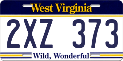 WV license plate 2XZ373