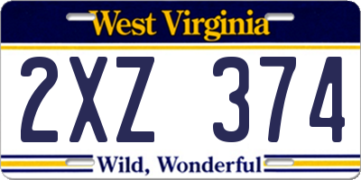 WV license plate 2XZ374