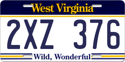 WV license plate 2XZ376