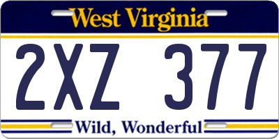 WV license plate 2XZ377
