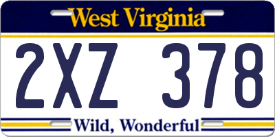 WV license plate 2XZ378