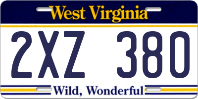 WV license plate 2XZ380