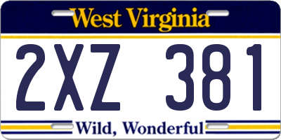 WV license plate 2XZ381
