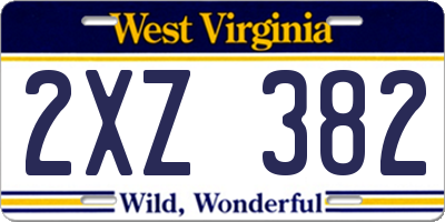 WV license plate 2XZ382