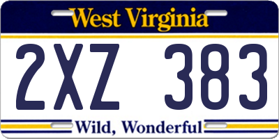 WV license plate 2XZ383