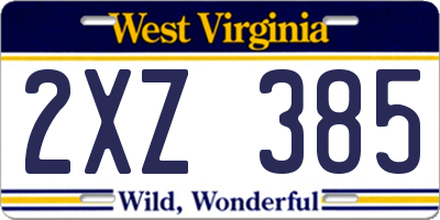 WV license plate 2XZ385
