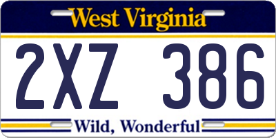 WV license plate 2XZ386