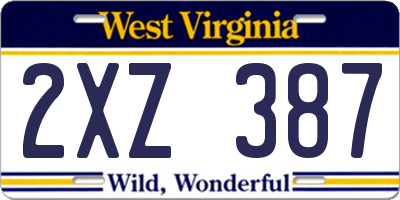 WV license plate 2XZ387