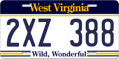 WV license plate 2XZ388