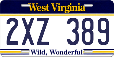 WV license plate 2XZ389