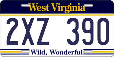 WV license plate 2XZ390