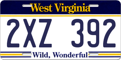 WV license plate 2XZ392