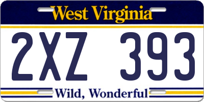 WV license plate 2XZ393