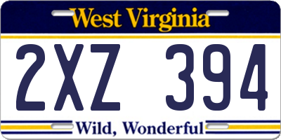 WV license plate 2XZ394