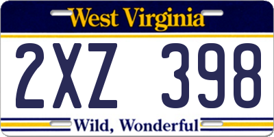 WV license plate 2XZ398