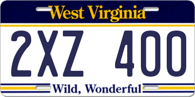 WV license plate 2XZ400