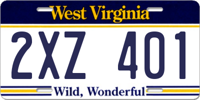 WV license plate 2XZ401