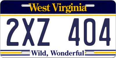 WV license plate 2XZ404