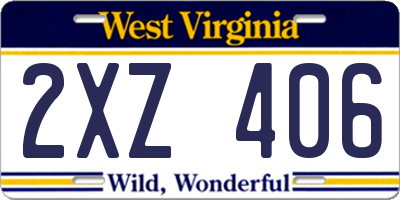 WV license plate 2XZ406