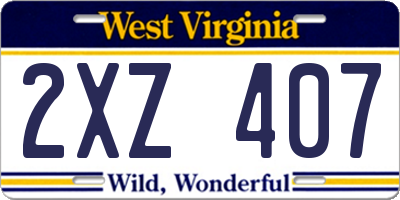 WV license plate 2XZ407