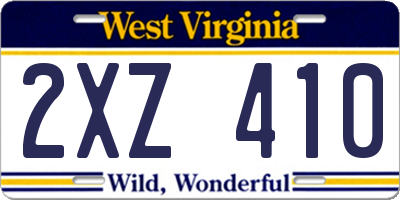 WV license plate 2XZ410