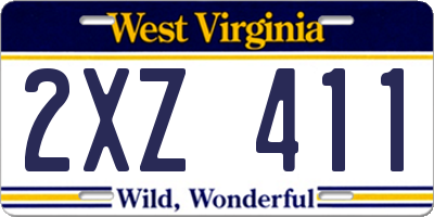 WV license plate 2XZ411