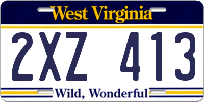 WV license plate 2XZ413