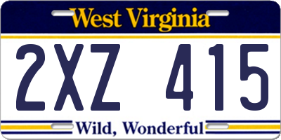 WV license plate 2XZ415