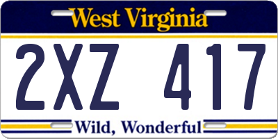 WV license plate 2XZ417