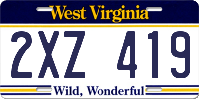 WV license plate 2XZ419
