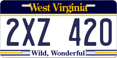 WV license plate 2XZ420