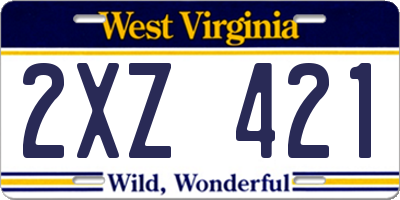 WV license plate 2XZ421