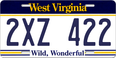 WV license plate 2XZ422