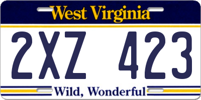 WV license plate 2XZ423