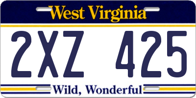 WV license plate 2XZ425