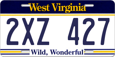 WV license plate 2XZ427