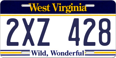 WV license plate 2XZ428