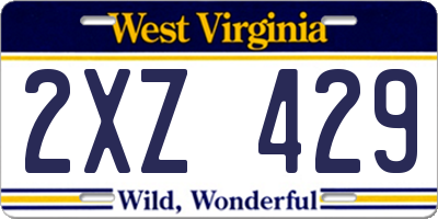 WV license plate 2XZ429