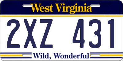 WV license plate 2XZ431