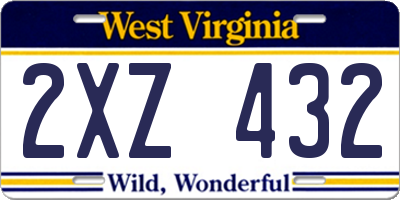 WV license plate 2XZ432
