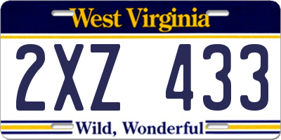 WV license plate 2XZ433
