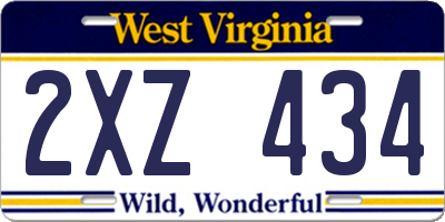 WV license plate 2XZ434