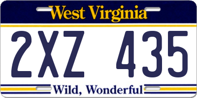 WV license plate 2XZ435