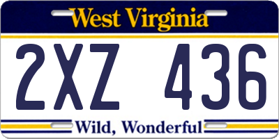 WV license plate 2XZ436