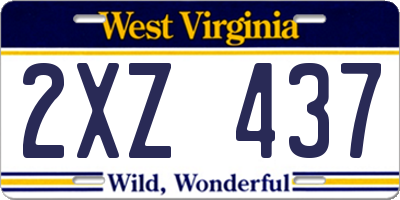 WV license plate 2XZ437