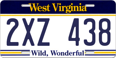 WV license plate 2XZ438