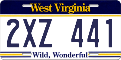 WV license plate 2XZ441