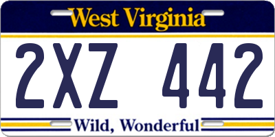 WV license plate 2XZ442