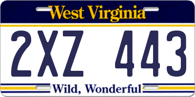WV license plate 2XZ443