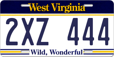 WV license plate 2XZ444